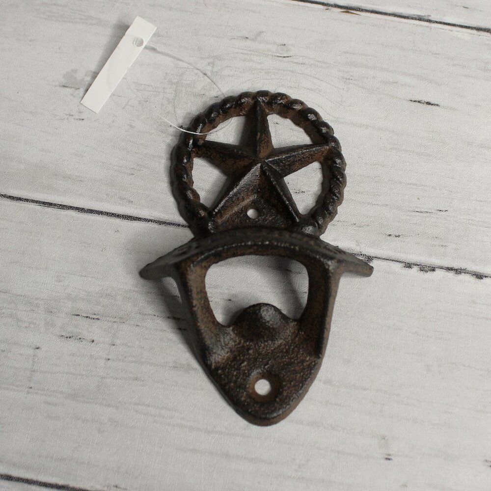 Cast Iron Bottle Opener Western Star Beer Soda Bar Wall Mount
